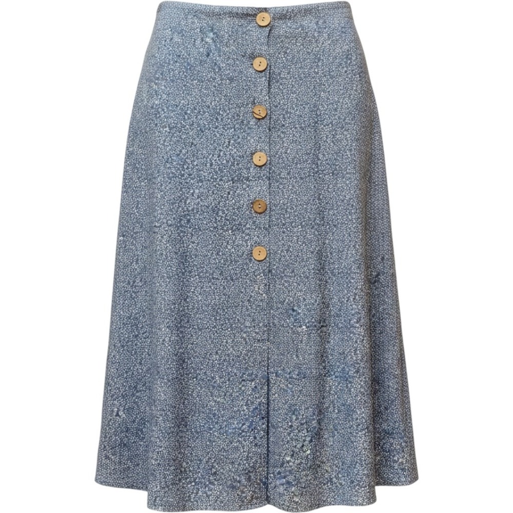 Stolen Hearts Blue Floral Ditsy A-Line‎ Button Front Boho Skirt L